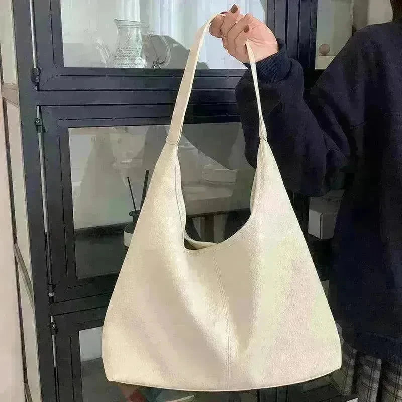 Soft leather women's shoulder bag: High-capacity, casual tote for shopping, in armpit style. - EX-STOCK CANADA