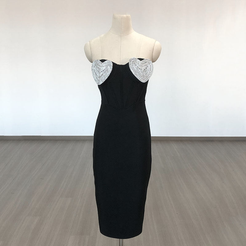 Spring And Summer New Sexy Peach Chest Diamond Backless Hip Bandage Dress Party Dress EX-STOCK Canada 