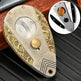 Solid Brass Engraved Double-edged Cigar Cutter with Leather Holster