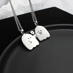 Stainless Steel Cute Ghost Couple Necklace Kawaii Animal Cat Pendant Necklace Lovers Friendship Jewelry Gifts - EX-STOCK Canada