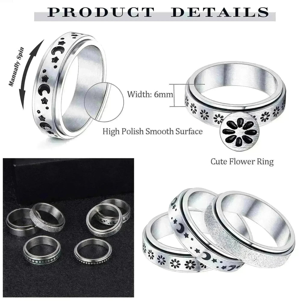 Stainless Steel Rotatable Elegant & Relieve Anxiety Rings - EX-STOCK CANADA