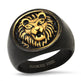 Anillo de sello para hombre SteelTime de acero inoxidable negro con león doradoEX-STOCK Canada 