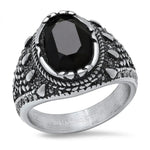 Anillo Gótico de Hombre SteelTime de Acero Inoxidable con Diamante Negro SimuladoEX-STOCK Canada 