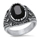Anillo Gótico de Hombre SteelTime de Acero Inoxidable con Diamante Negro SimuladoEX-STOCK Canada 