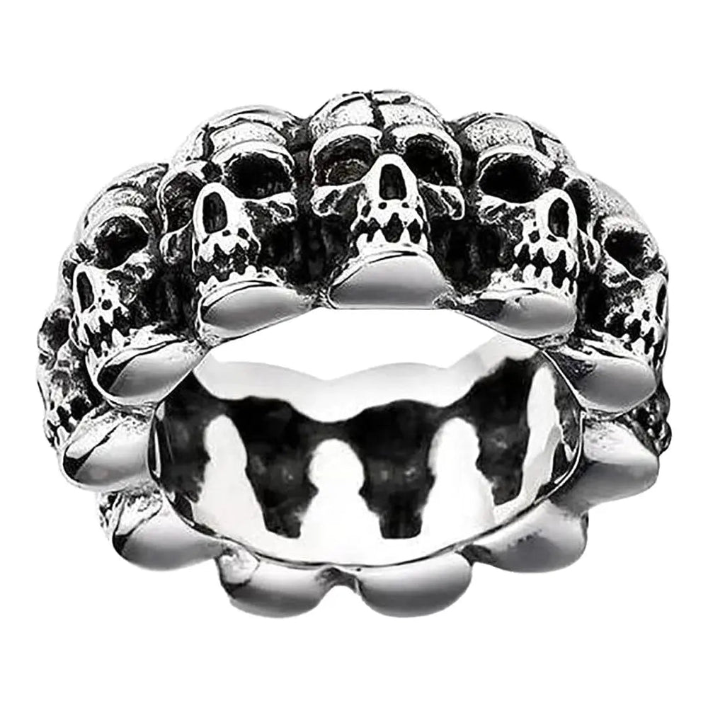 خاتم ستانلس ستيل رجالي من ستيل تايم بطابع قوطي عتيق على شكل جمجمةEX-STOCK Canada 