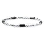 SteelTime Men's Two Tone Black and Stainless Steel Bar & Box Chain Bracelet EX-STOCK Canada 