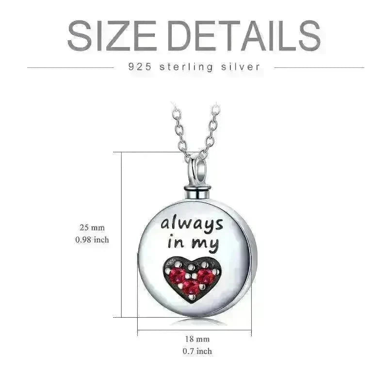 Sterling 925 Silver Heart Urn Engraved Cremation Necklace for Ashes - EX-STOCK CANADA