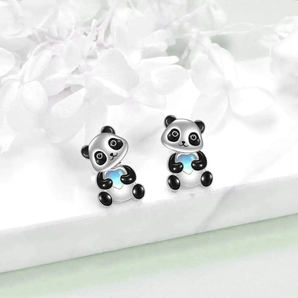 Sterling 925 Silver Panda Stud Ear Jacket Front Back Earrings - EX-STOCK Canada