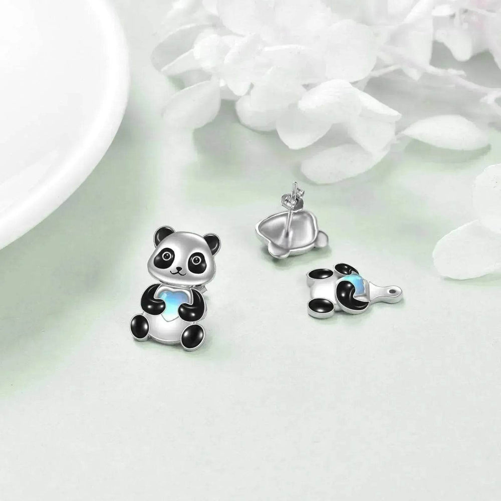 Sterling 925 Silver Panda Stud Ear Jacket Front Back Earrings - EX-STOCK Canada