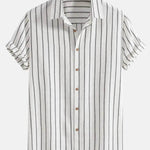 Striped Digital Printing Men's Short-sleeved Shirt - EX-STOCK Canada