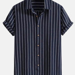 Striped Digital Printing Men's Short-sleeved Shirt - EX-STOCK Canada