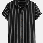 Striped Digital Printing Men's Short-sleeved Shirt - EX-STOCK Canada
