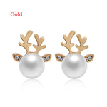 Stud Earrings Christmas Pearl Antlers Earrings EX-STOCK Canada 