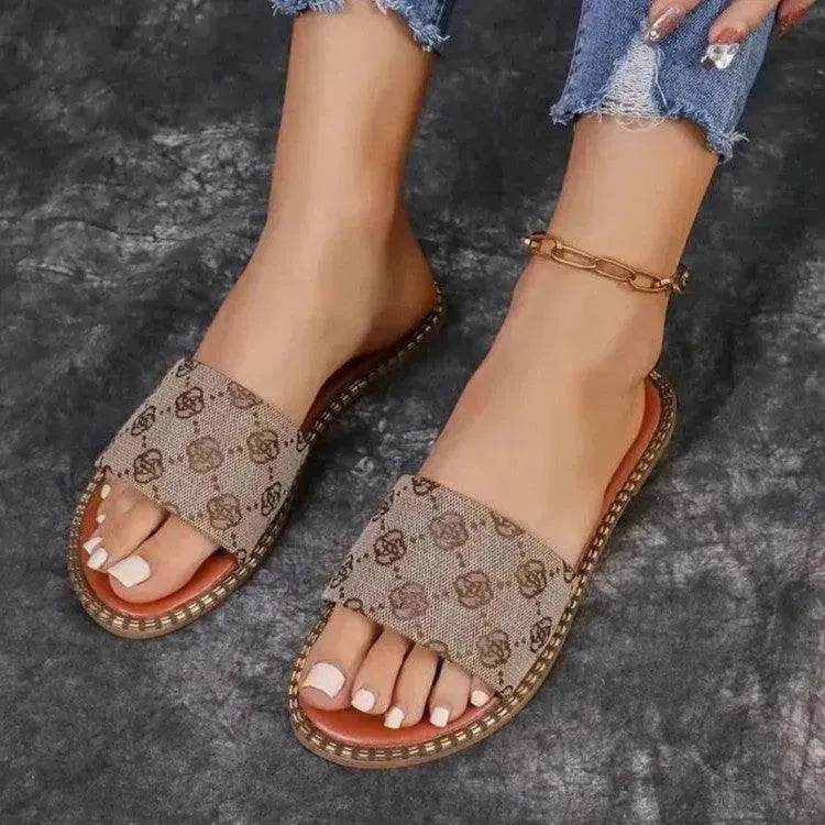 Sandalias planas con estampado de flores de verano para mujer, chanclas antideslizantes para vacaciones y playa EX-STOCK Canada
