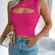 Summer Hollow Out Sleeveless Top Cropped Knitted Tank - EX-STOCK CANADA
