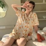 Summer Japanese Bubble Cotton Cute Orange Pajamas For Women - EX-STOCK Canada