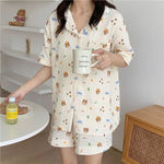 Summer Japanese Bubble Cotton Cute Orange Pajamas For Women - EX-STOCK Canada