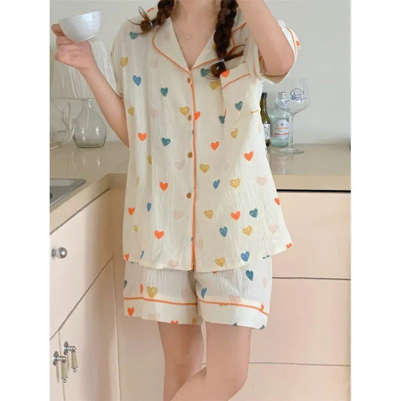 Summer Japanese Bubble Cotton Cute Orange Pajamas For Women - EX-STOCK Canada