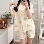 Summer Japanese Bubble Cotton Cute Orange Pajamas For Women - EX-STOCK Canada
