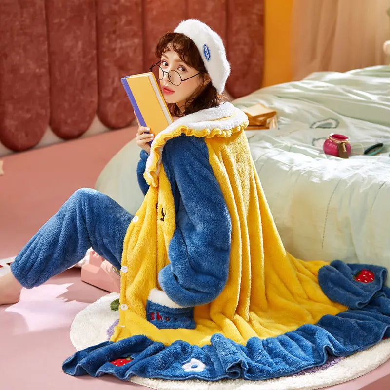 Sweet Fall Pajamas Flannel Nightgown Women - EX-STOCK Canada