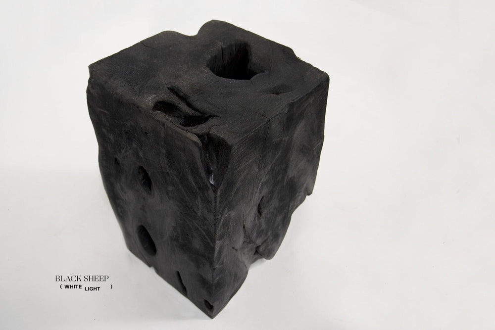 Table d'appoint carrée ou tabouret en teck brûléEX-STOCK Canada 