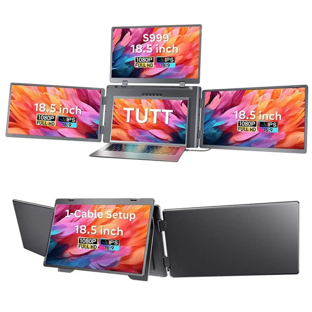TUTT 18.5″ Quad Screen Portable Monitor For Laptop S999 | Single Cable Setup | 1080p IPS | sRGB 100%