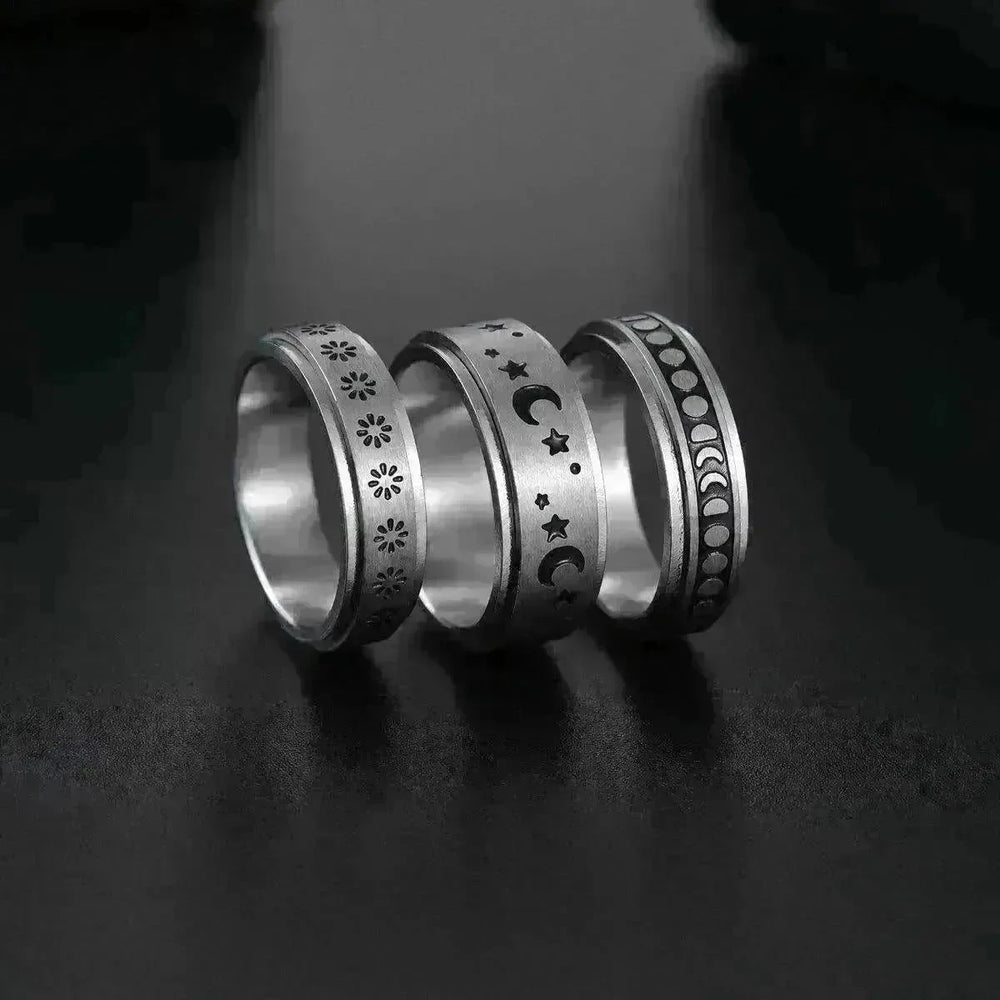 The Stars And The Moon Rotating Titanium Steel Women Ring - EX-STOCK CANADA
