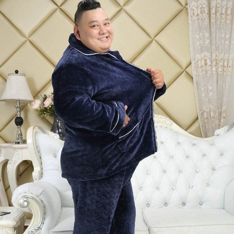 Thickened lapel long sleeve men's pajamas  EX-STOCK CANADA