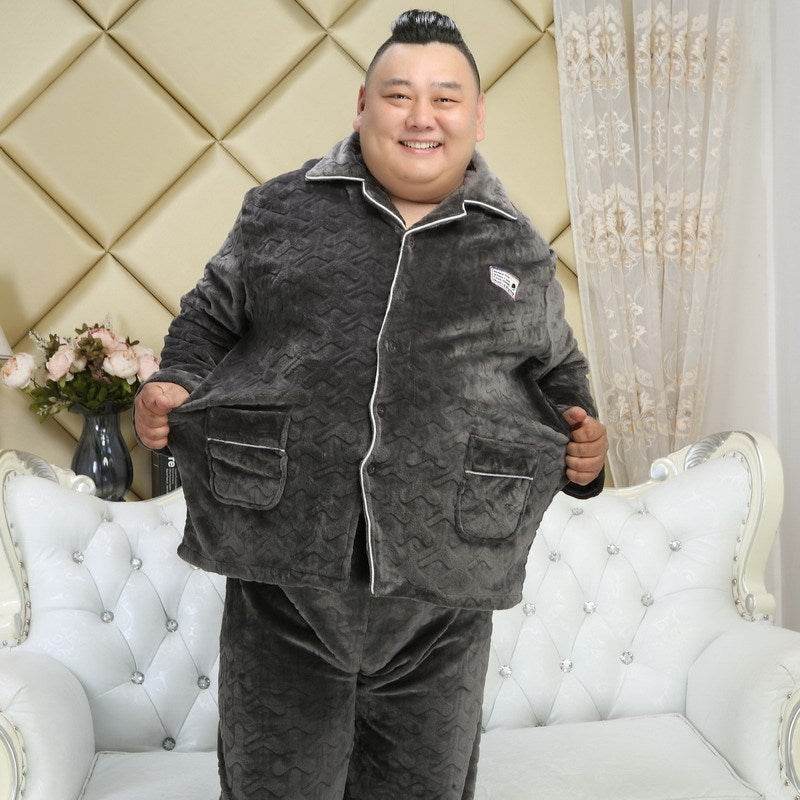 Thickened lapel long sleeve men's pajamas  EX-STOCK CANADA