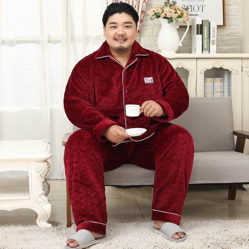Thickened lapel long sleeve men's pajamas  EX-STOCK CANADA