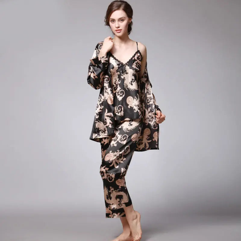 Three-piece silk pajamas for women - EX-STOCK Canada