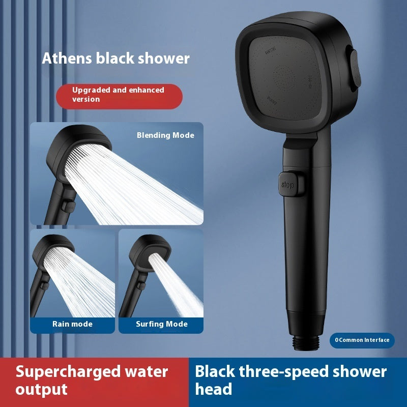 Three-speed Filter Supercharged Square Shower Head Handheld Nozzle EX-STOCK Canada 