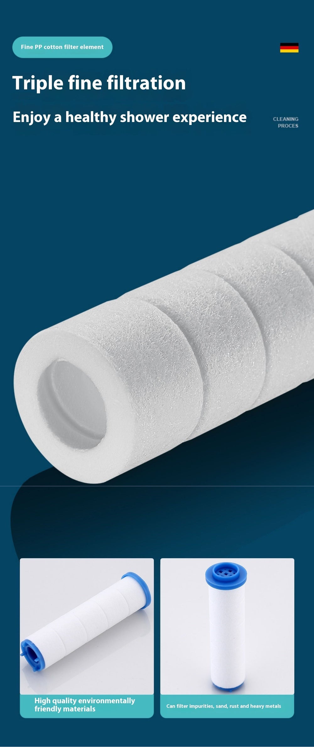 Three-speed Filter Supercharged Square Shower Head Handheld Nozzle EX-STOCK Canada 