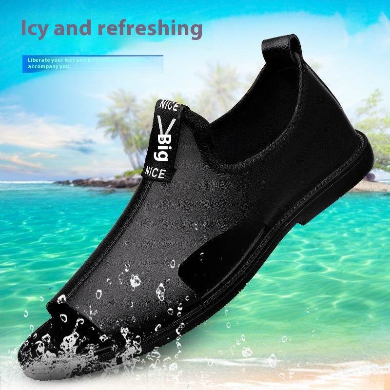 Toed First Layer Cowhide Sandals Men's Bag Heel Side Empty Leather Beach Non-slip Wear-resistant  EX-STOCK CANADA