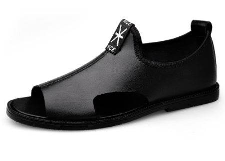 Toed First Layer Cowhide Sandals Men's Bag Heel Side Empty Leather Beach Non-slip Wear-resistant  EX-STOCK CANADA