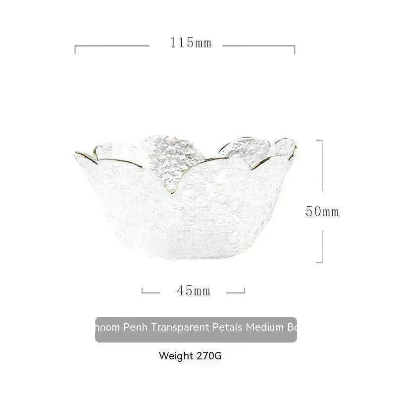 Traditional Japanese Style Hammer Pattern Petal Glass Bowl Set - EX-STOCK CANADA