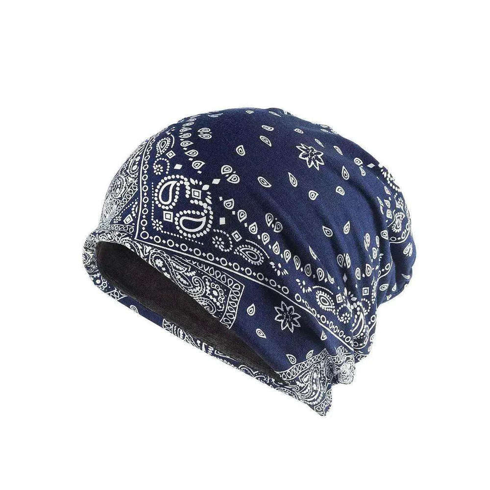 Unisex Autumn Windproof Earmuff Head Cashew Flower Print Pile Hood Hat - EX-STOCK Canada