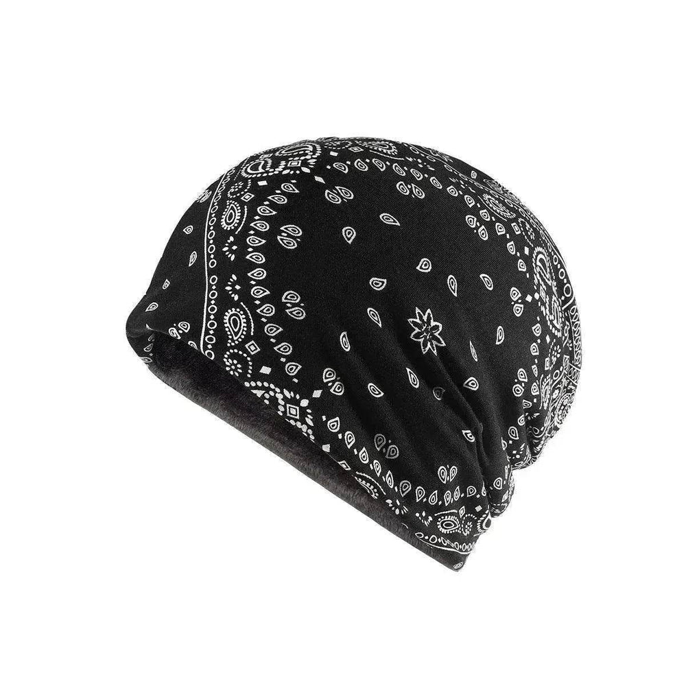 Unisex Autumn Windproof Earmuff Head Cashew Flower Print Pile Hood Hat - EX-STOCK Canada