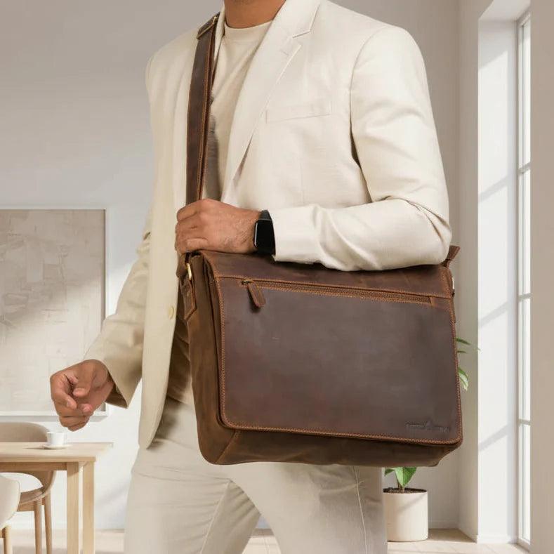 Sac d'ordinateur portable en cuir Greenwood 
