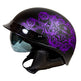 Casco Mitad VOSS 707FRP Negro con Calavera y Rosa con ViseraEX-STOCK Canada 
