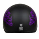 Casco Mitad VOSS 707FRP Negro con Calavera y Rosa con ViseraEX-STOCK Canada 
