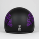 Casque demi-visage VOSS 707FRP noir Crâne et Rose avec visière 