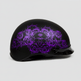 Casque demi-visage VOSS 707FRP noir Crâne et Rose avec visière 
