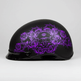 Casque demi-visage VOSS 707FRP noir Crâne et Rose avec visière 