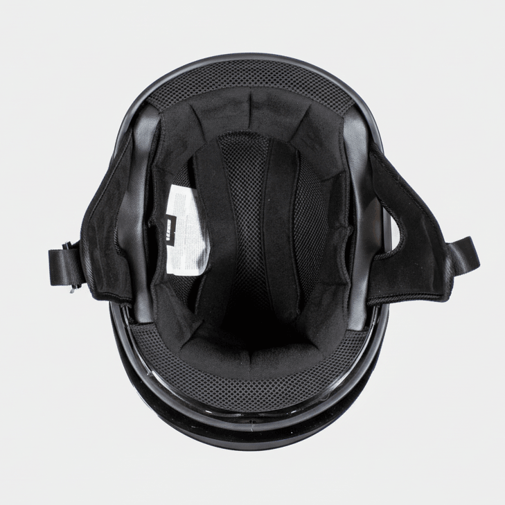 Casque demi-visage VOSS 707FRP noir Crâne et Rose avec visière 