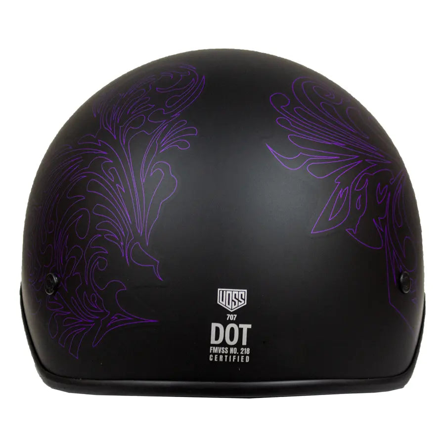 Casco semicerrado VOSS 707FRP morado con diseño de cachemira y viseraEX-STOCK Canada 