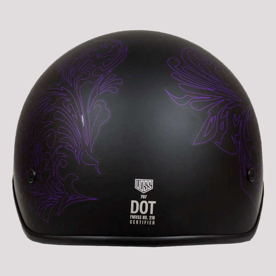 VOSS 707FRP Purple Paisley Half Helmet with Peak 