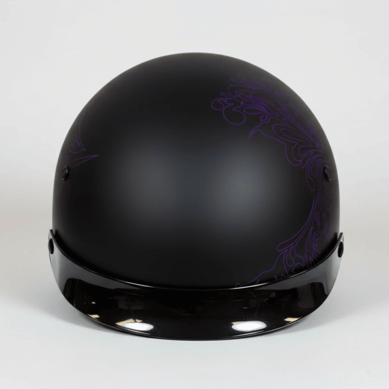 VOSS 707FRP Purple Paisley Half Helmet with Peak 