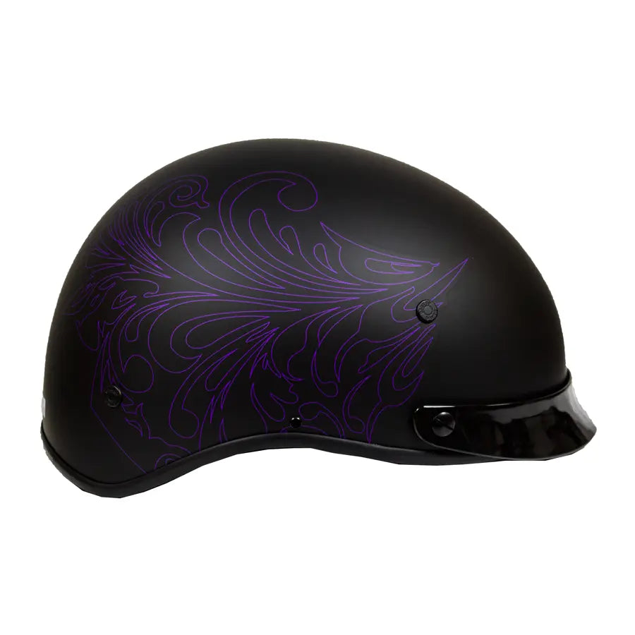 Casco semicerrado VOSS 707FRP morado con diseño de cachemira y viseraEX-STOCK Canada 