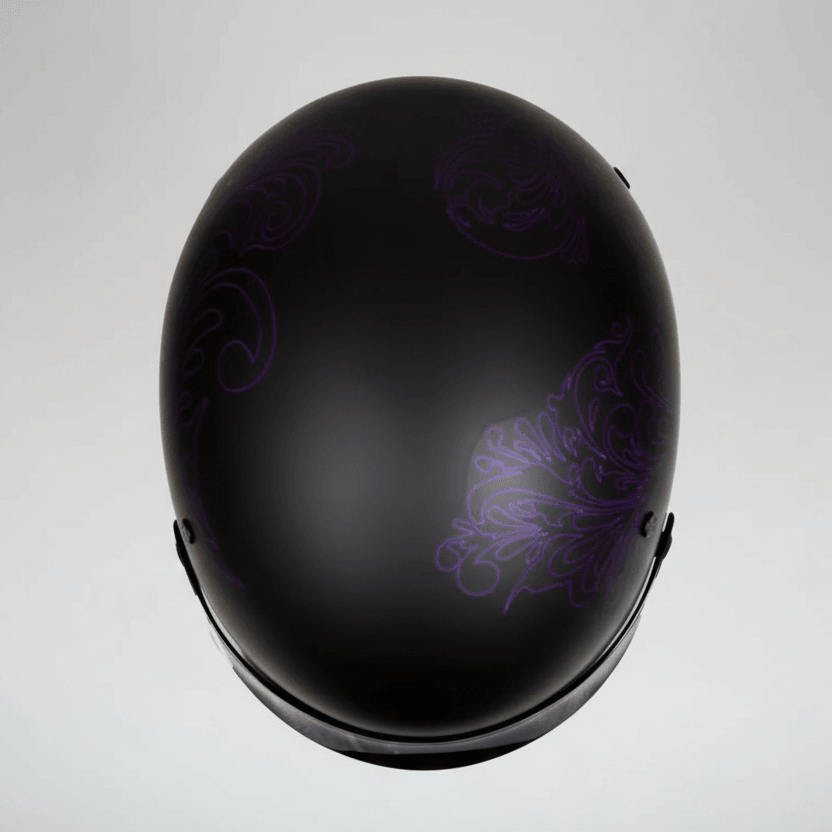 VOSS 707FRP Purple Paisley Half Helmet with Peak 